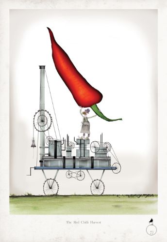 Red Chilli - Whimsical Kitchen Fruit Print by Tony Fernandes